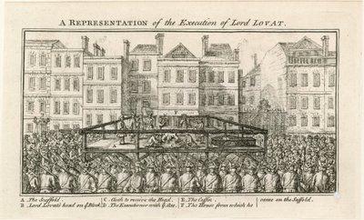 Ejecución de Lord Lovat (grabado) de English School