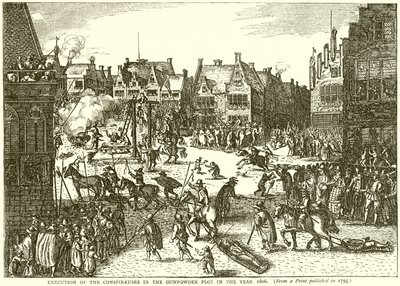 Ejecución de los conspiradores en la Conspiración de la Pólvora en el año 1606 de English School