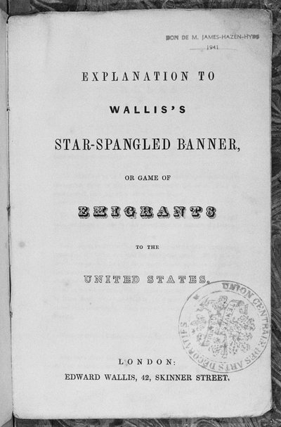 Explicación del Juego del Himno Nacional de los Estados Unidos o Emigrantes a los Estados Unidos, c.1840 de English School