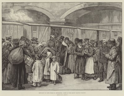 Expulsión de judíos de San Petersburgo, escena en la estación de ferrocarril del Báltico de English School