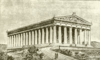 Exterior del Partenón en Atenas en la época de sus constructores de English School