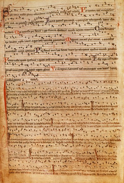 F.154v Notación musical medieval (lito) de English School
