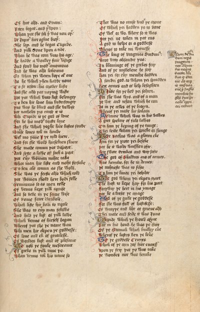 F98r de Ms New Coll 266, De confessio amantis por John Gower de English School