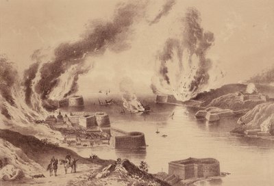 Caída de Sebastopol, Guerra de Crimea (litografía) de English School
