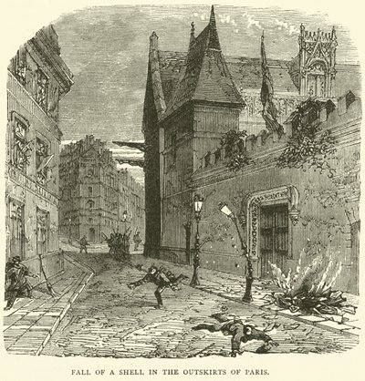 Caída de un proyectil en las afueras de París, octubre 1870 de English School