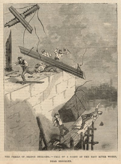 Caída de una piedra en las obras del East River cerca de Brooklyn de English School