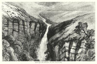 Cataratas del Macmac, en el Transvaal (grabado) de English School