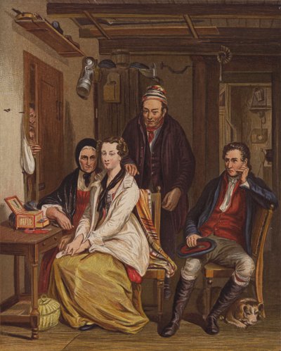 Familia en casa (litografía en color) de English School