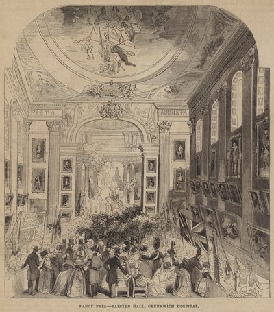 Fancy Fair, Painted Hall, Hospital de Greenwich (grabado) de English School