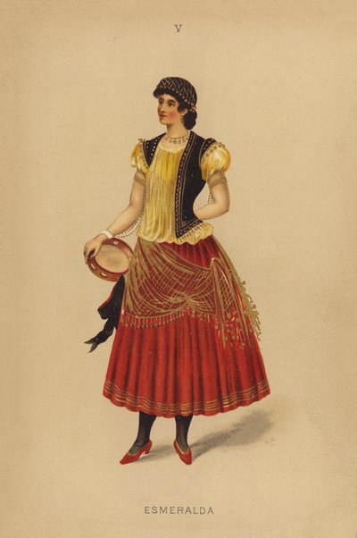Disfraces: Esmeralda (litografía en color) de English School