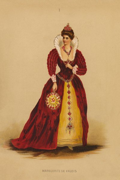 Disfraces: Margarita de Valois (litografía en color) de English School