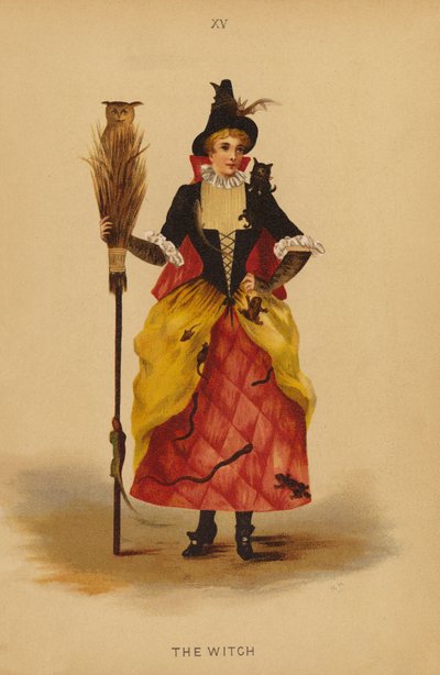 Disfraces: La bruja (litografía en color) de English School