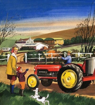 Granjero conduciendo un tractor de English School