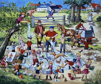 Escena de agricultura (con animales ocultos) de English School