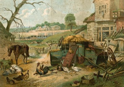 Granja con la Estación de Ferrocarril de St Pancras al fondo de English School