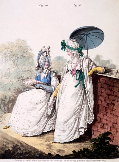 Placa de moda de vestido de mañana para damas, 1796 de English School