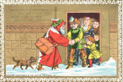 Papá Noel y sus pequeños amigos No. 1, tarjeta de Navidad de English School