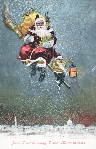 Papá Noel en su escoba de English School
