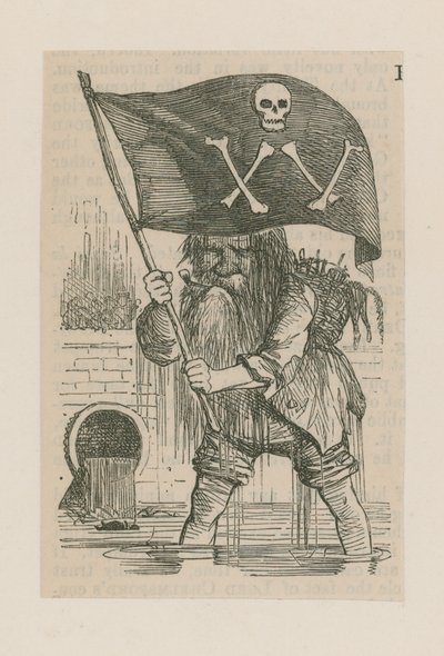 Padre Támesis ondeando una calavera y tibias cruzadas de English School