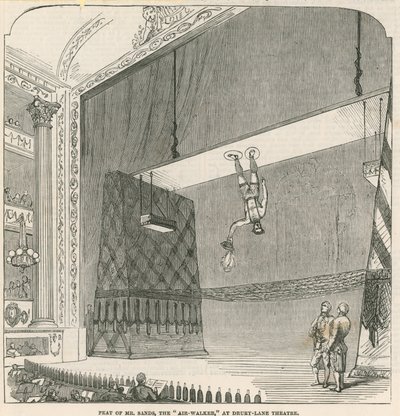 Hazaña del Sr. Sands, el Caminante Aéreo, en el Teatro Drury Lane, Londres de English School