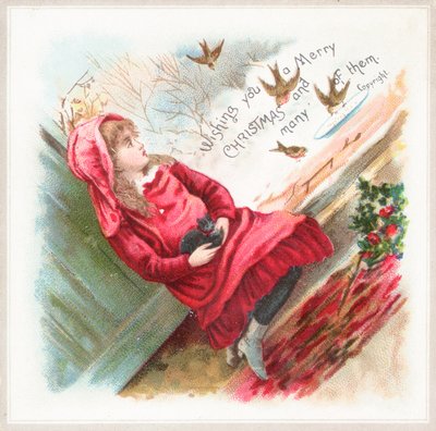 Alimentando a los pájaros, tarjeta de Navidad de English School
