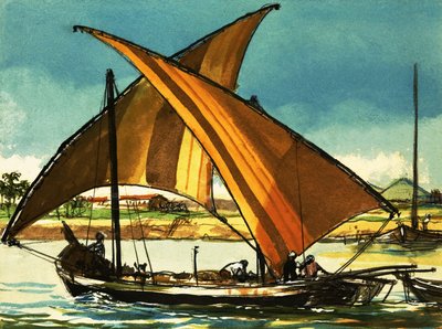 Barcos faluca en el río Nilo de English School