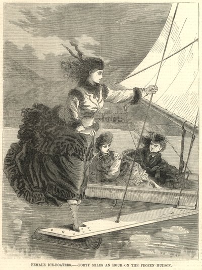 Patinadoras femeninas; cuarenta millas por hora en el Hudson congelado de English School