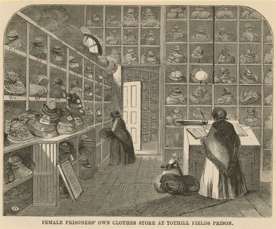 Tienda de ropa de prisioneras en la Prisión de Tothill Fields de English School