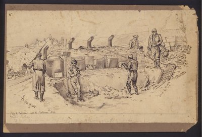 Cocina de campaña en la fortaleza de Nis, Serbia, Guerra Serbo-Búlgara, 28 de noviembre de 1885 de English School