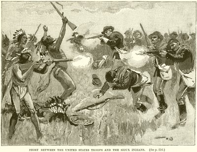 Lucha entre las tropas de los Estados Unidos y los indios Sioux de English School