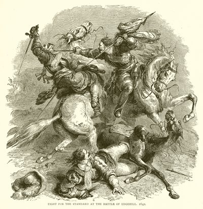 Lucha por el Estandarte en la Batalla de Edgehill, 1642 de English School