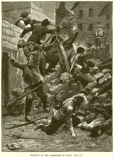 Luchas en las barricadas en París de English School