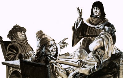 Filippo Brunelleschi hablando con funcionarios de la ciudad en Florencia de English School