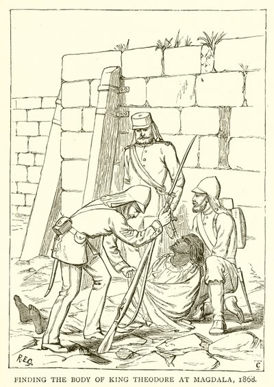 Encontrando el Cuerpo del Rey Teodoro en Magdala, 1868 de English School