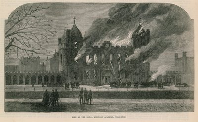 Incendio en la Real Academia Militar en Woolwich de English School