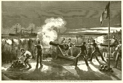 Disparos al Star of the West desde la Batería de Carolina del Sur en la Isla Morriss, 10 de enero de 1861 de English School