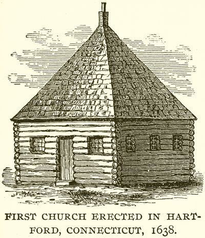 Primera Iglesia erigida en Hartford, Connecticut, 1638 de English School