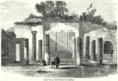Primeras murallas descubiertas en Pompeya (grabado) de English School