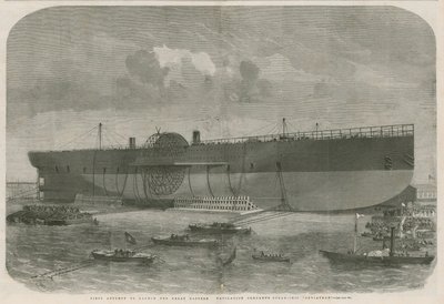 Primer intento de lanzamiento del barco de vapor Leviathan de la compañía de navegación Great Eastern de English School