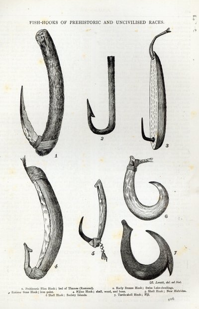 Anzuelos de razas prehistóricas e incivilizadas, de 