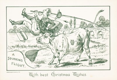 Pescador arrojado por un toro, tarjeta de Navidad de English School