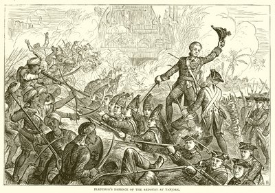 Defensa de Fletcher del reducto en Tanjore (1771) de English School