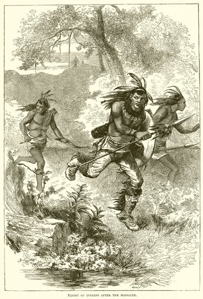 Huida de los indios después de la masacre de English School