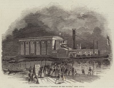 Teatro flotante, "Templo de las Musas", Nueva York (grabado) de English School