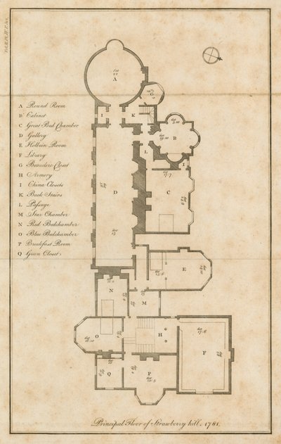 Plano de la planta principal, Strawberry Hill, Londres de English School