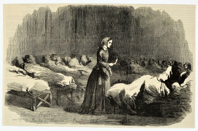 Florence Nightingale en el Hospital de Barracas, Scutari, 1855 de English School