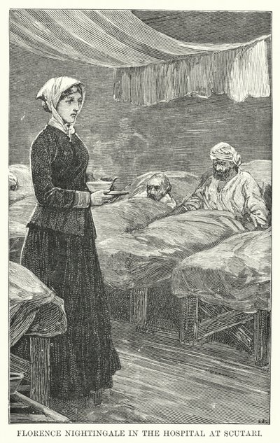 Florence Nightingale en el Hospital de Scutari (grabado) de English School