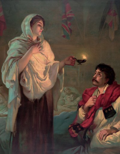 Florence Nightingale con una lámpara de aceite de English School