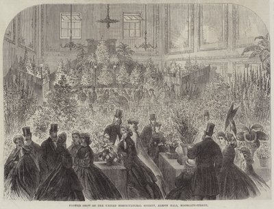 Exposición de flores de la Sociedad Horticultural Unida, Albion Hall, Moorgate-Street de English School