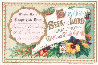 Flores y salmo, Tarjeta de Año Nuevo de English School